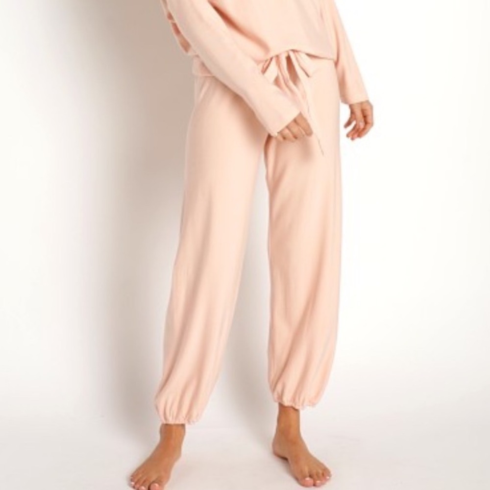 Eberjey Softest Sweats Cropped Pant Spanish Villa Peach Pink Lounge Joggers M